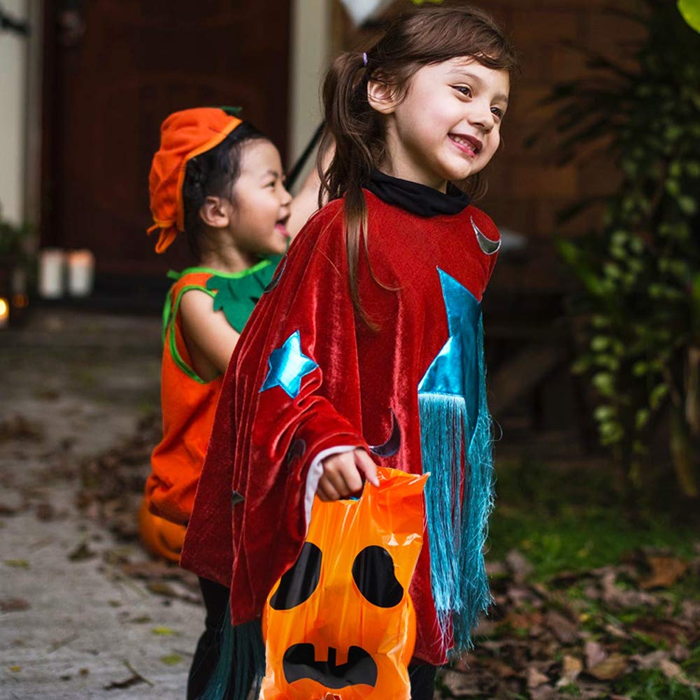 Lulu Home Halloween Jack O Lantern Bags, Plastic Goodie Bags for Trick Or Treat, Party Favor Bags, 72PCS