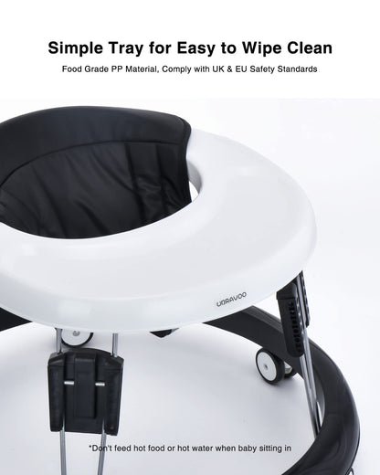 UBRAVOO Adjustable Baby Walker, Walkers for Baby with Universal Wheels, Height Adjustable, Folding & Compact Walker for Girls Boys 6-18 Months, Flax Grey