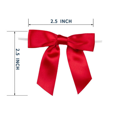 7Rainbows 30pcs Boutique 2.5" Red Satin Ribbon Twist Tie Bows for Tying Up Packages Gift Wrapping