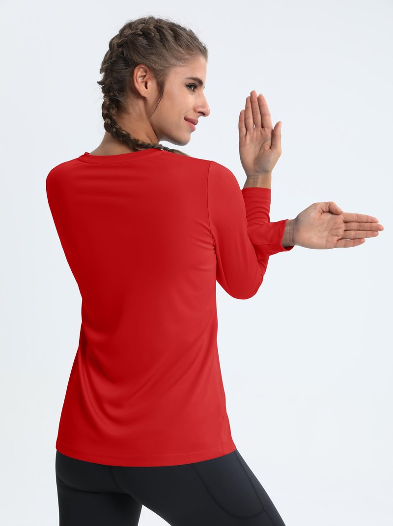 MAGCOMSEN Women's Sun Shirts UPF 50+ UV Protection Long Sleeve Rash Guard Quick Dry Lightweight Workout Top Tomato, L