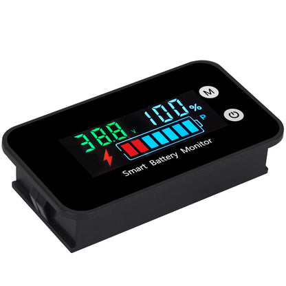 IPX7 Waterproof Battery Monitor with Bracket 7-100V,12v 24v 36v 48v 60v 72v Digital Display Battery Capacity Remaining Capacity Percentage Tester with Buzzer Alarm and Temperature