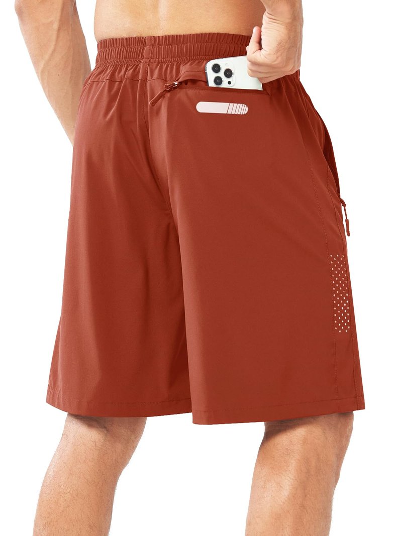NORTHYARD Men's Athletic Running Shorts Gym Workout 7"/9"/5" Quick Dry Lightweight Sports Basketball Tennis 3 Zipper Pockets REDCLAY-9inch 4XL