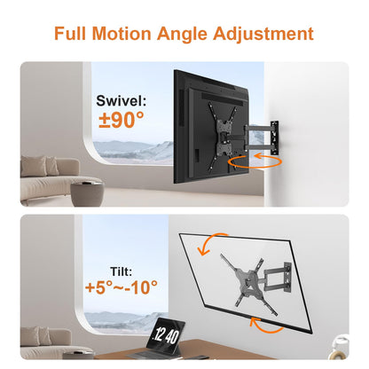 GRIFEMA GB1004 Swivel TV Wall Bracket for 26-55 inch, up to 30KG, Tilt Extendable TV Wall Mount for Flat & Curved Screen, Max Vesa 400X400MM