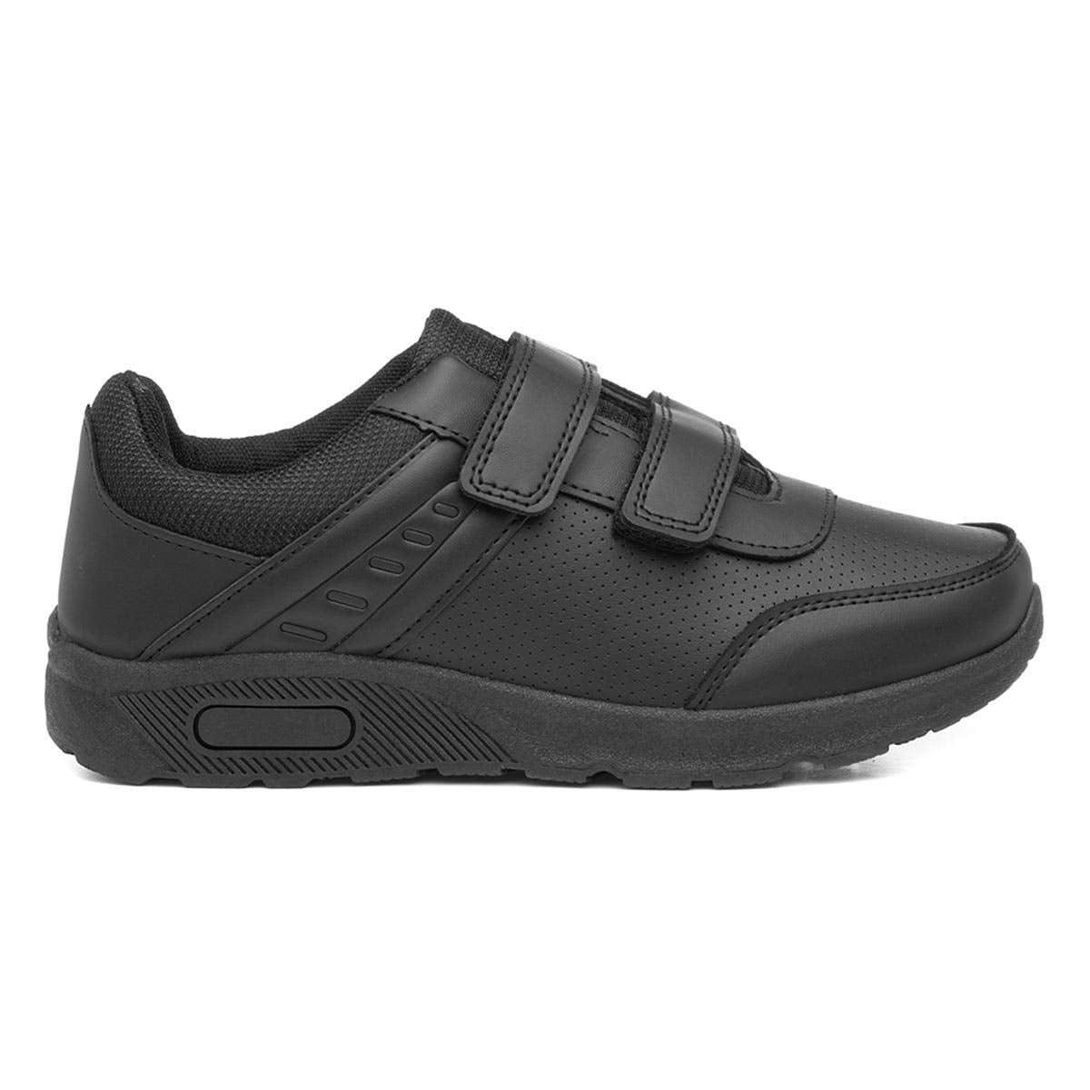 Boys Easy Fasten Black Trainer - Size 12 Child UK - Black