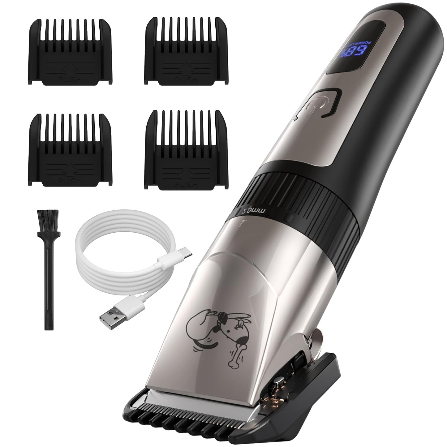 AJELU Dog Grooming Clipper Kit, Cordless Low Noise Rechargeable Electric Trimmer With Adjustable Comb & Detachable Blades, Suitable for Dogs, Cats, Pets