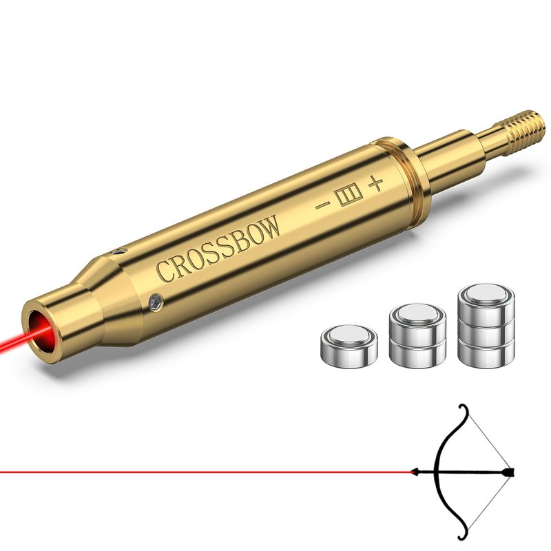 MidTen Crossbow Red Laser Bore Sight Crossbow Bow Archery Arrow Laser Boresighter Arrow Thread-On Crossbows Laser Sighting Tool with 2 Sets of Batteries