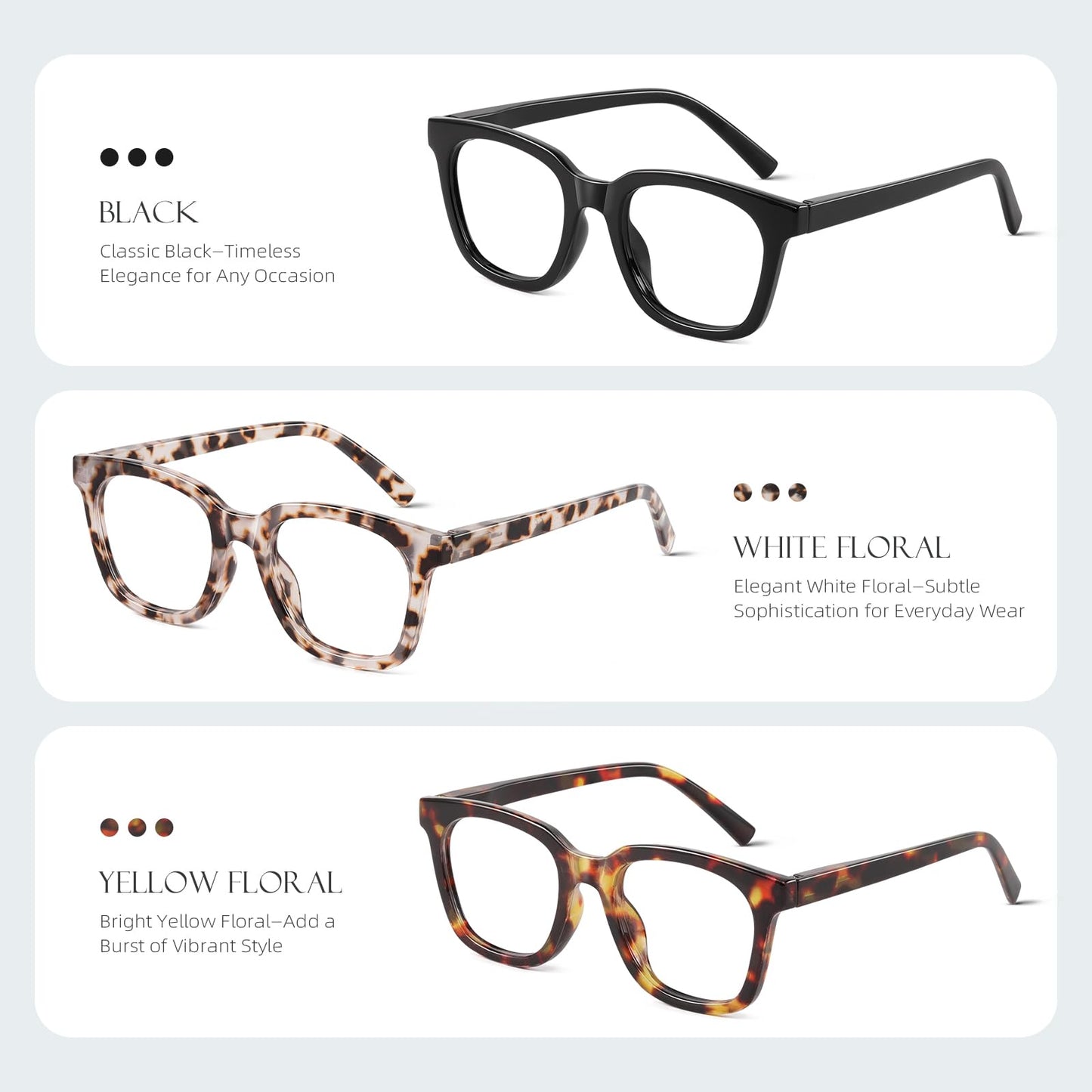 AIMISUV Reading Glasses for Women Men - Blue Light Blocking Magnifying Readers,Oprah Square Anti-Glare Computer Eyeglasses(3Pack,3.0X)