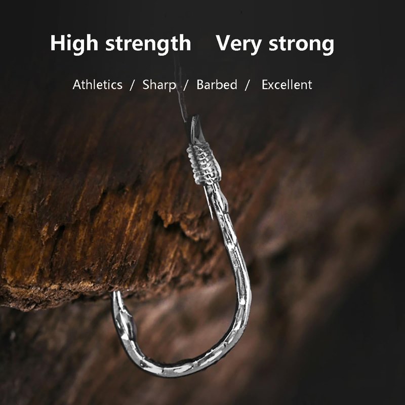 AMHDV Pre Tied Fishing Hooks on Line, Small Fish Hook with Leaders (Pack of 20) (Black, 2# (11-15.4lb))