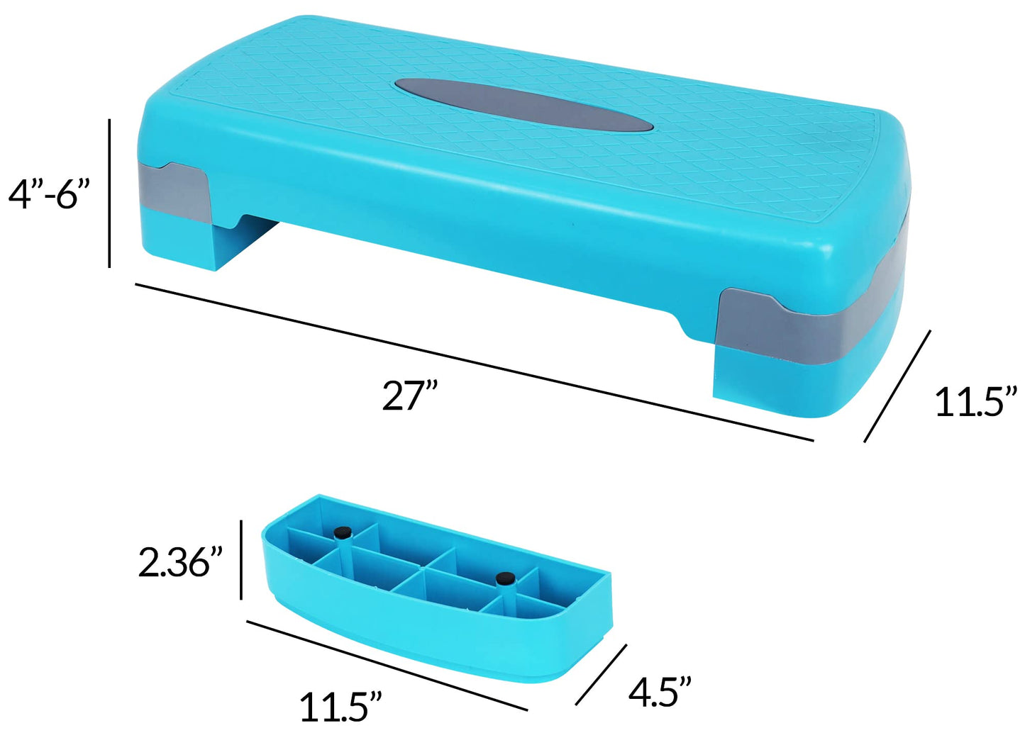 Fitvids Adjustable Workout Aerobic Stepper Step Platform Trainer, 27-Inch, Blue/Gray