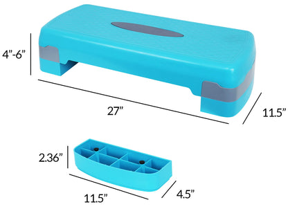 Fitvids Adjustable Workout Aerobic Stepper Step Platform Trainer, 27-Inch, Blue/Gray