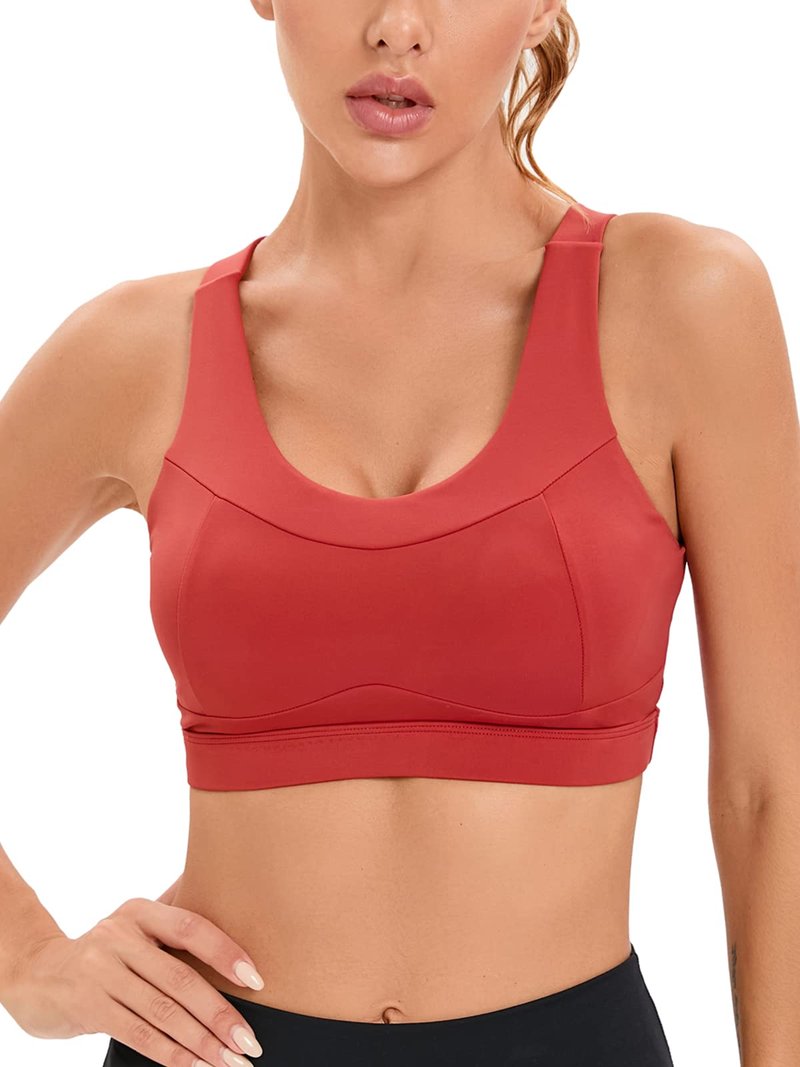 RUNNING GIRL High Impact Sports Bras for Women,Racerback Red Bra Workout Crop Tank Tops Longline Sports Bra Push up(WX2667 Red XL)