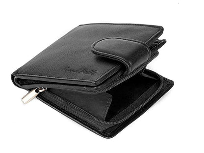 Buono Pelle RFID Blocking Mens Designer Genuine Real Soft Leather Wallet with Large Side Zip Coin Pocket/Pouch Gift Boxed