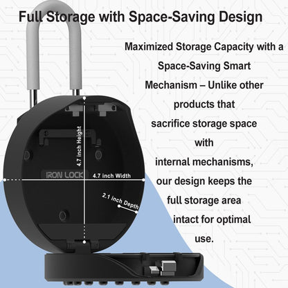 Iron Lock® Portable Smart Key Lock Box - Bluetooth & Mechanical Keyless Entry, App Control, Auto Lock, 2 Interchangeable Shackles (Cable & U-Shackle), IP65 Waterproof, Security Key Cabinets
