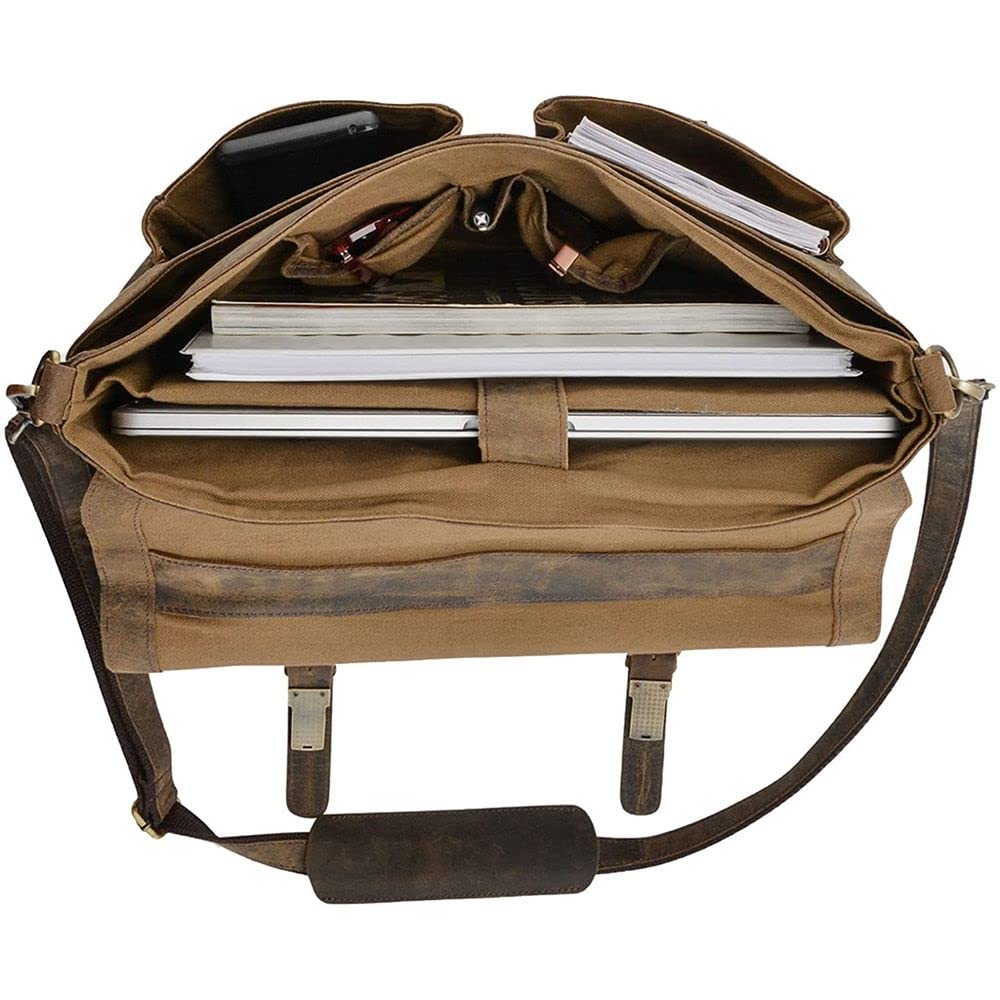 KomalC 16 Inch Leather briefcase Laptop Messenger Bags for Men and Women Best Office Satchel Bag (Messenger Bag)