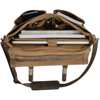 KomalC 16 Inch Leather briefcase Laptop Messenger Bags for Men and Women Best Office Satchel Bag (Messenger Bag)