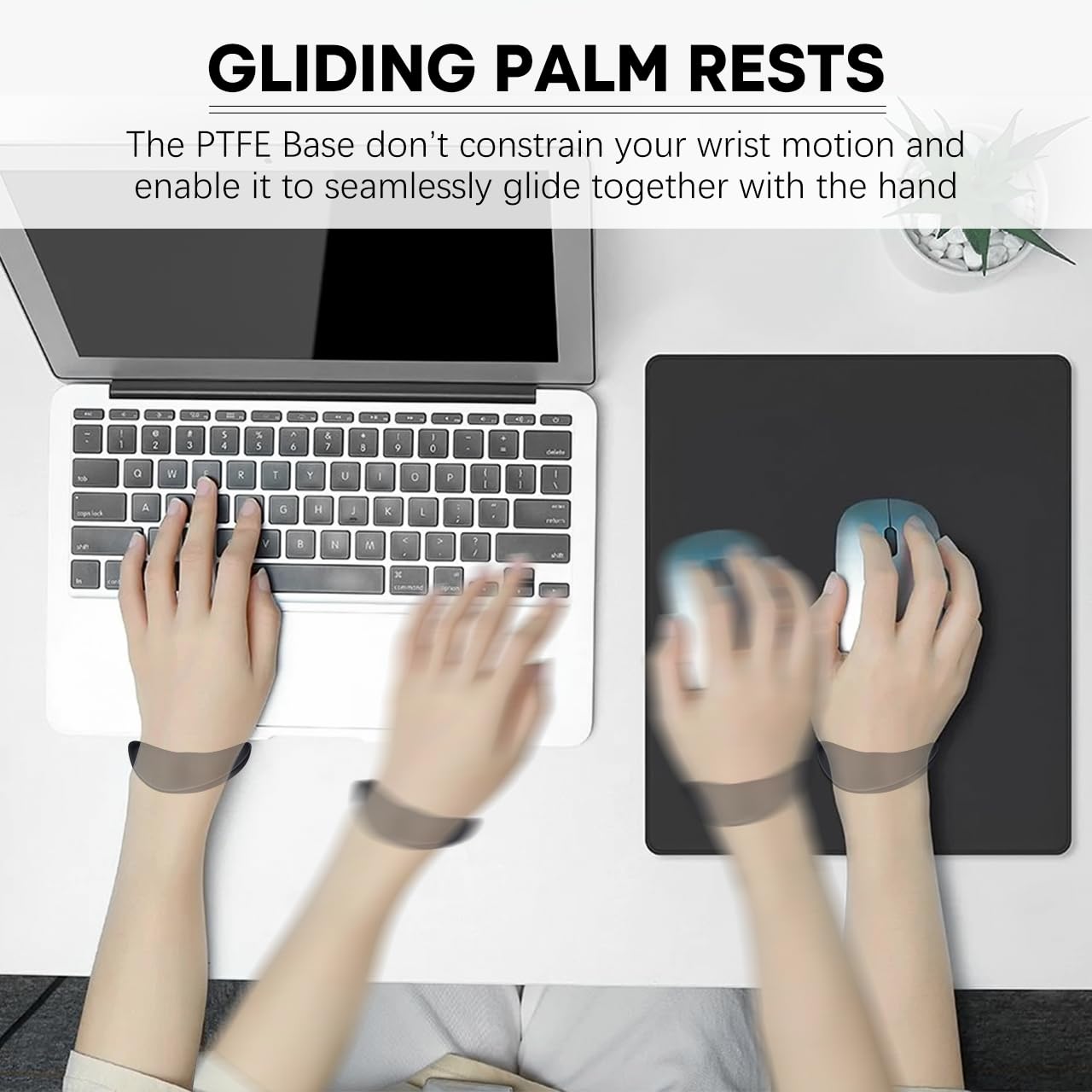 JIKIOU Left-Handed and Right-Handed Truly Ergonomic Wrist Rest for Mouse and Keyboard, Carpal Tunnel Support, Pain Relief, Anti-Fatigue, Easy Glide, Office Computer Laptop Gaming (Left+Right)