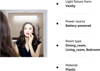 OOWOLF Vanity Mirror Light,Cordless Portable Makeup Light 6000K USB Rechargeable Brightness Dimmable for Bedroom Dressing Table, Bathroom, Dressing Room Mirror