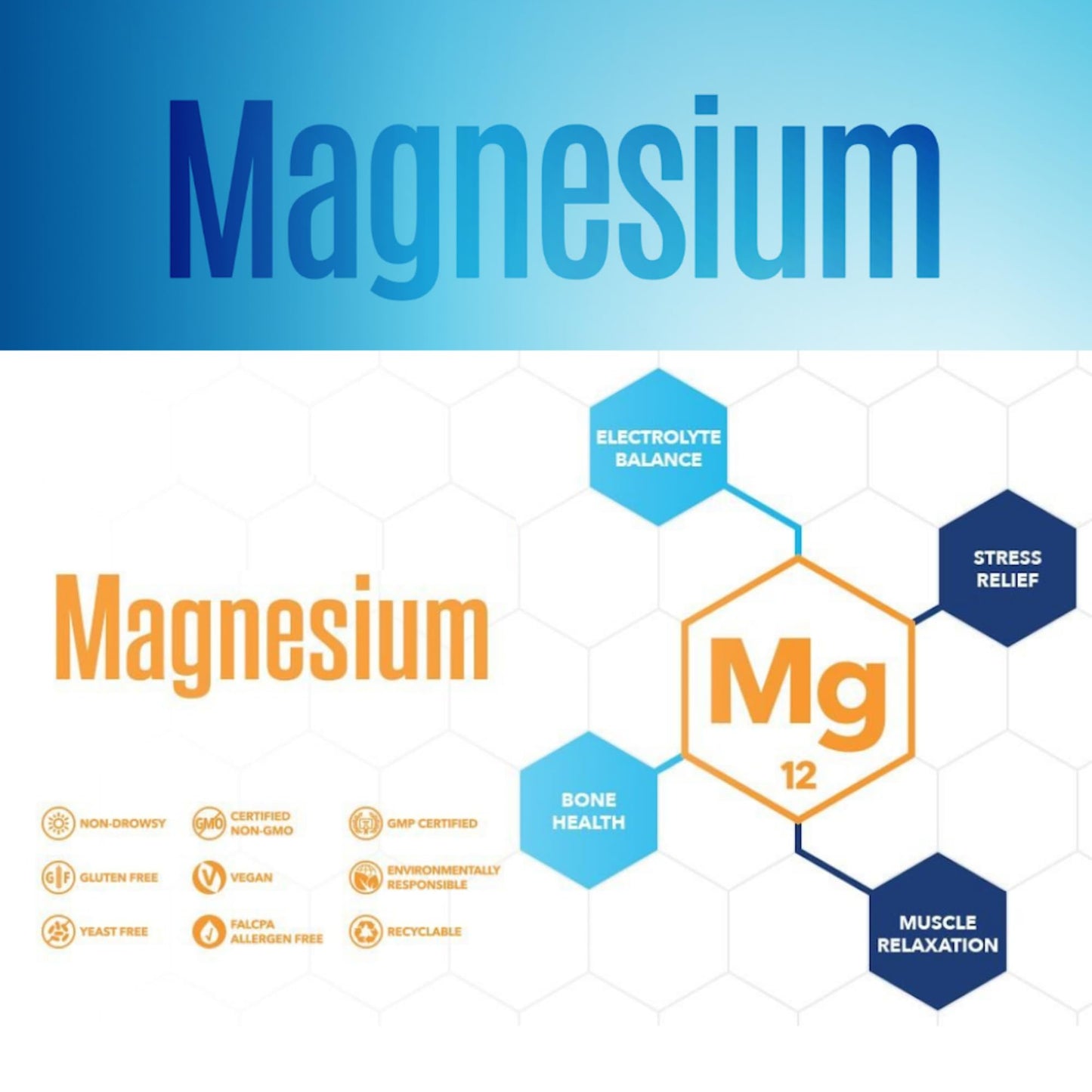 NaturesPlus Magnesium Powder Unflavoured - Gentle Magnesium Citrate Supplement for Night and Day - Energy and Stress Relief - Vegan, Gluten Free - 60 Servings