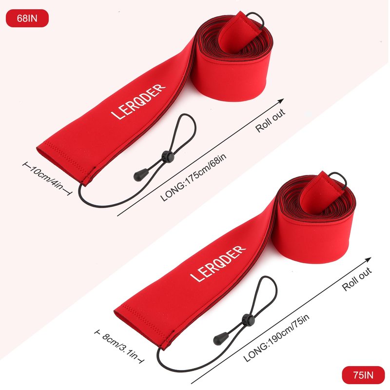 LERQDER Premium Neoprene Fishing Rod Sleeves-Durable,UV Resistance, Puncture Resistant, Rod Socks Protect Cover Casting, Spinning, Trolling Fishing Rods for Storage (2, Red, 68")