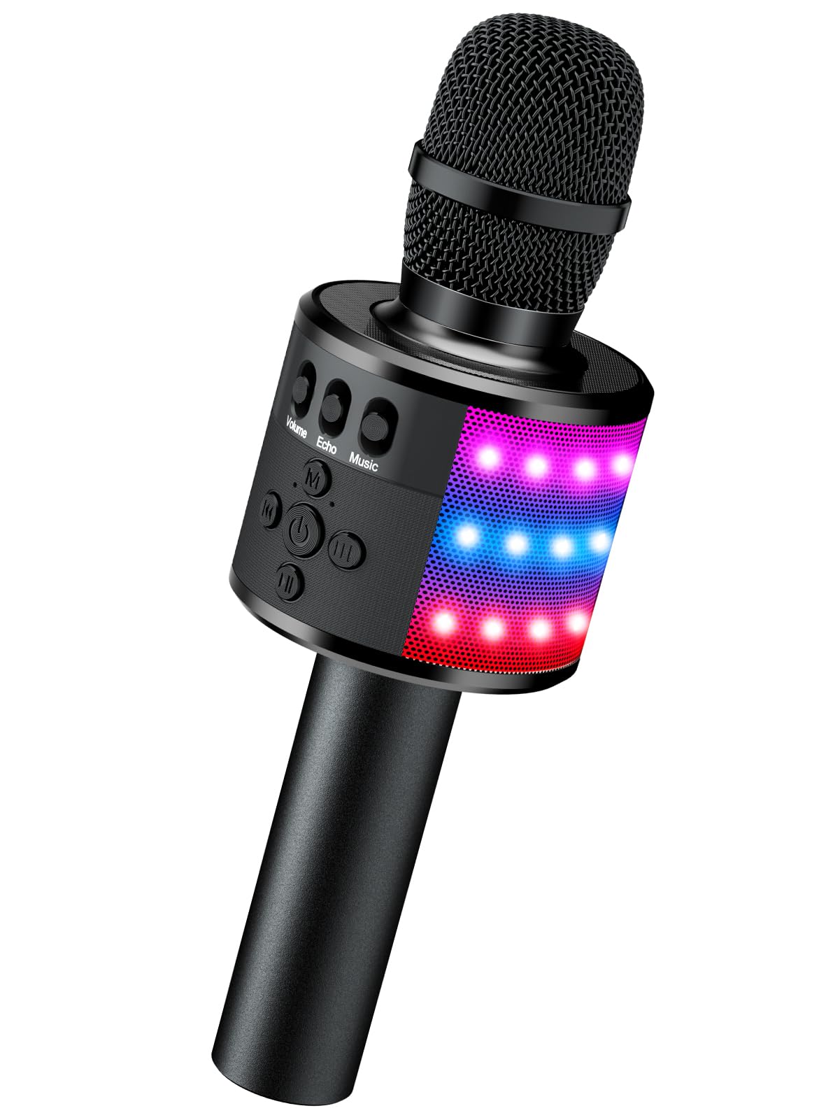 BONAOK Karaoke Microphone for Kids & Adults - Bluetooth Microphones Singing Mic with Disco Lights, Echo Effect, Built-in Speaker Portable Karaoke Player for Party Travel Gifts Q78(Black)