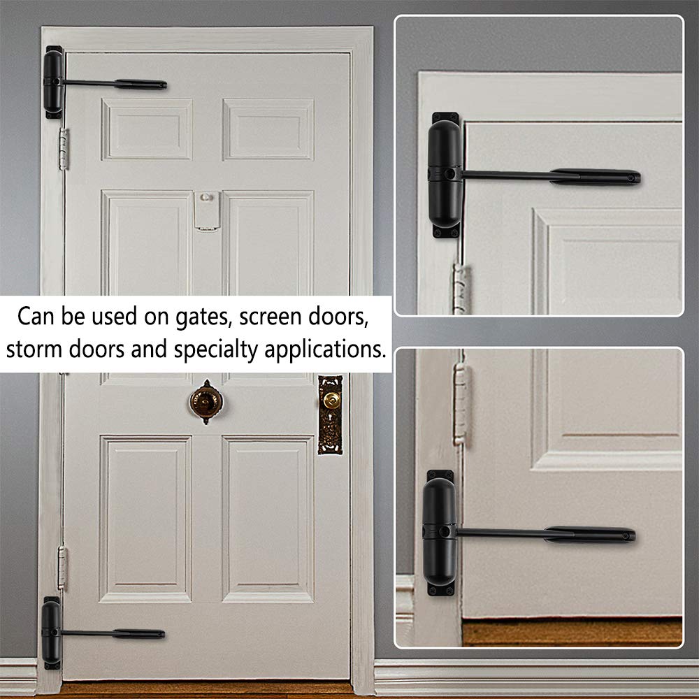 GOOKYO Door Closer Automatic Safety Spring Door Closer – Easy to Install to Convert Hinged Doors to Self-Closing– Black