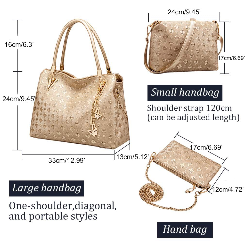 Pahajim Handbags for Women Ladies Bags Sets PU Leather Top Handle Bags Medium Hand Bag with Zip Womens Handbag and Purse Set 4 Piece for Work Office Shopping Party（Black）