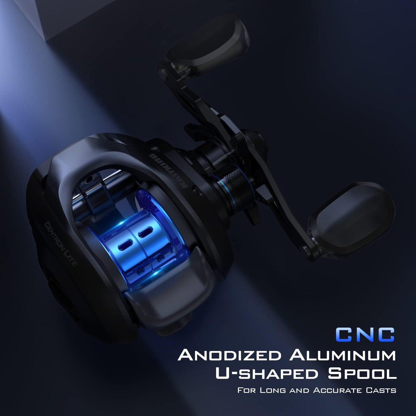 KastKing Centron Lite Baitcasting Fishing Reels, 7.1:1 Gear Ratio, Right Handed Reel, Black