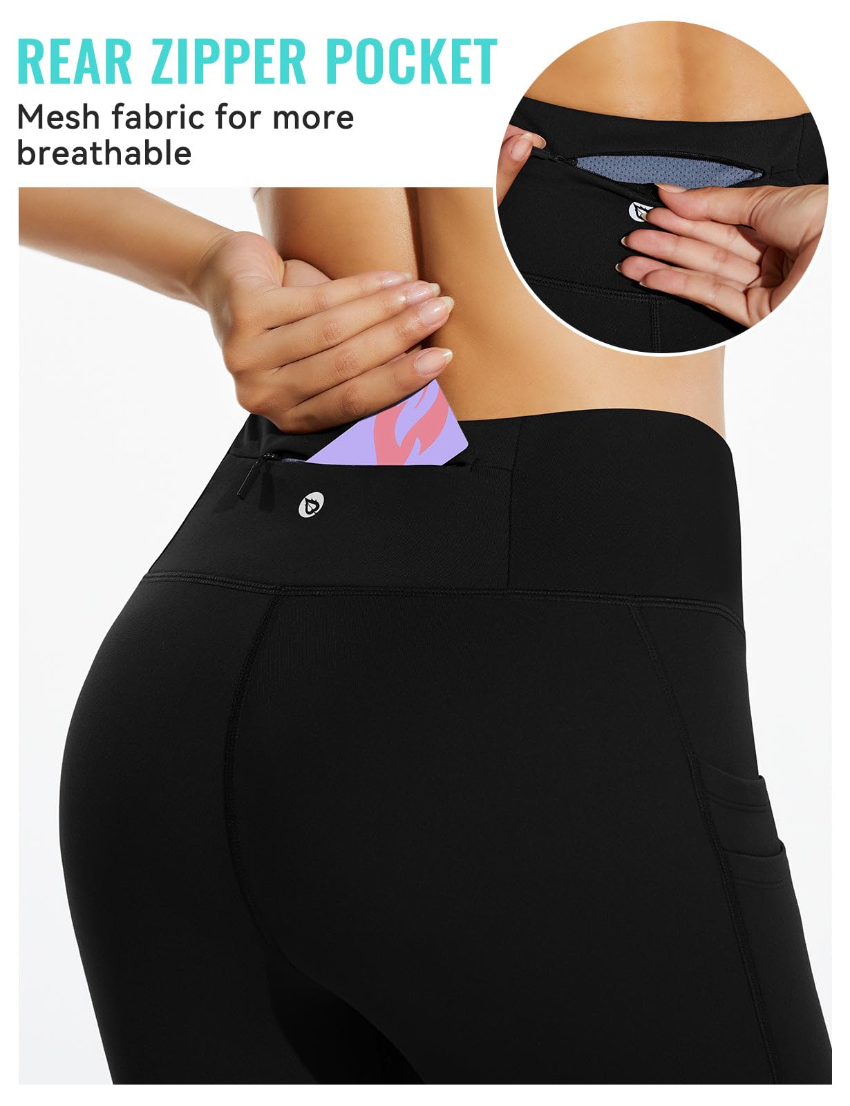 BALEAF Women's Fleece Lined Leggings Snow Ski Water Resistant Pockets High Waisted Tight Winter Hiking Warm Running Leggings