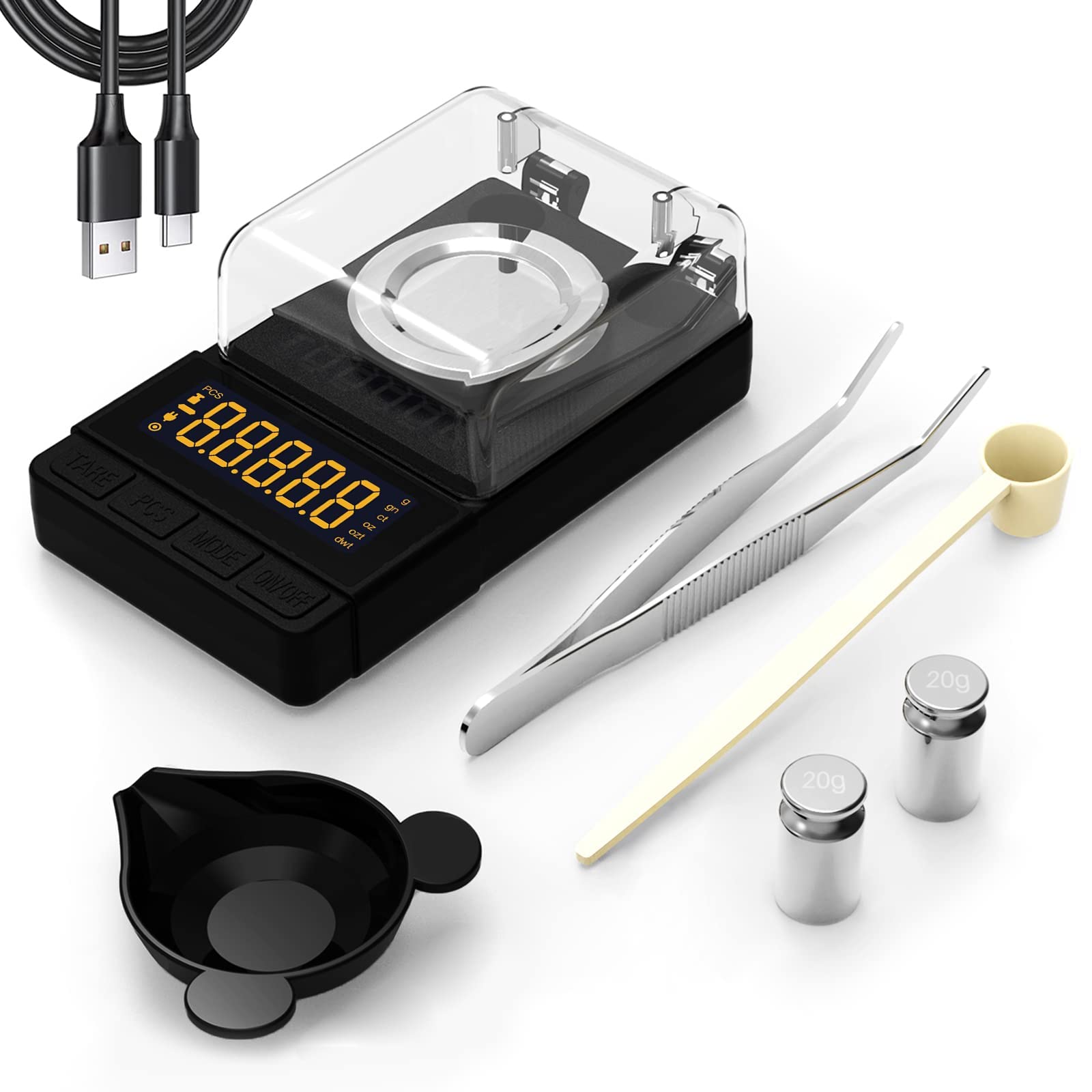 MAXUS Digital Milligram Scale 50g/0.001g, Compact Mg Scale with 20g Ca ...