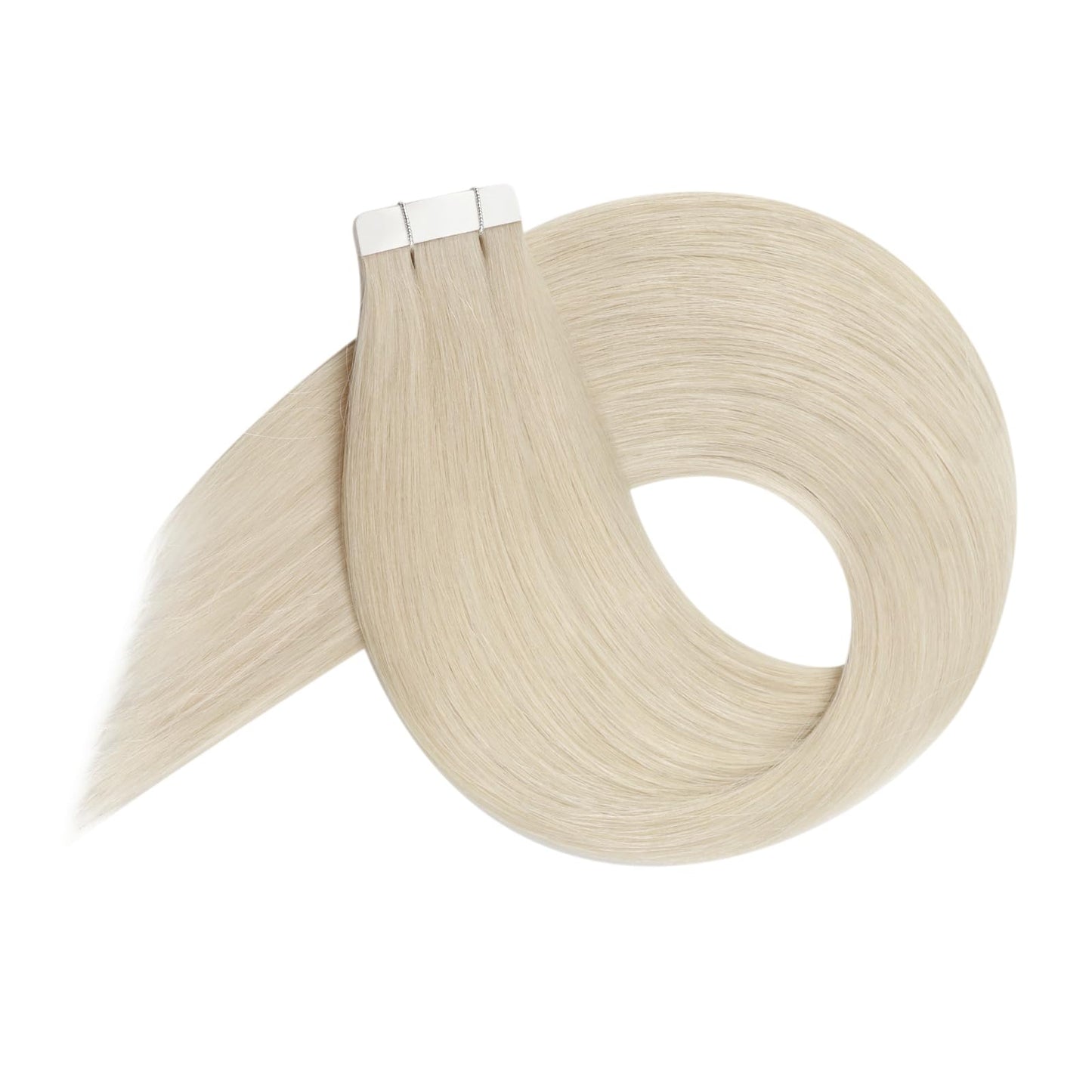 YoungSee Blonde Tape in Hair Extensions Human Hair 20pcs Platinum Blonde Tape Hair Extensions Real Human Hair 12Inch 30g Short Straight Hair for Women