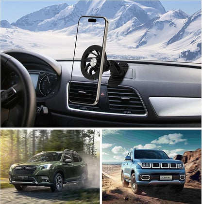 Car Phone Holder,Automobile Air Vent Phone Holder for All Car,360° Rotation, Adjustable Phone Holder with Magnetic Rings for Phone,Black-1