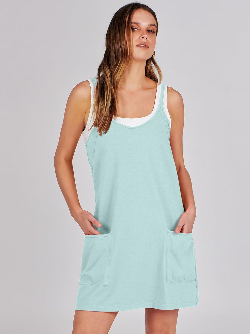 ANRABESS Women Athletic Dress Summer Tennis Workout Active Sports Mini Romper Dress Built in Shorts Travel Vacation Clothes Mint Green X-Smal