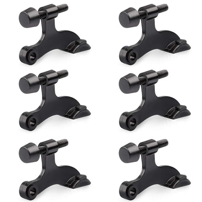 HOMOTEK 6 Pack Hinge Pin Black Door Stopper,Adjustable Deluxe Heavy Duty Door Stopper 2-1/2"x1-3/4”,with Black Rubber Bumper Tips