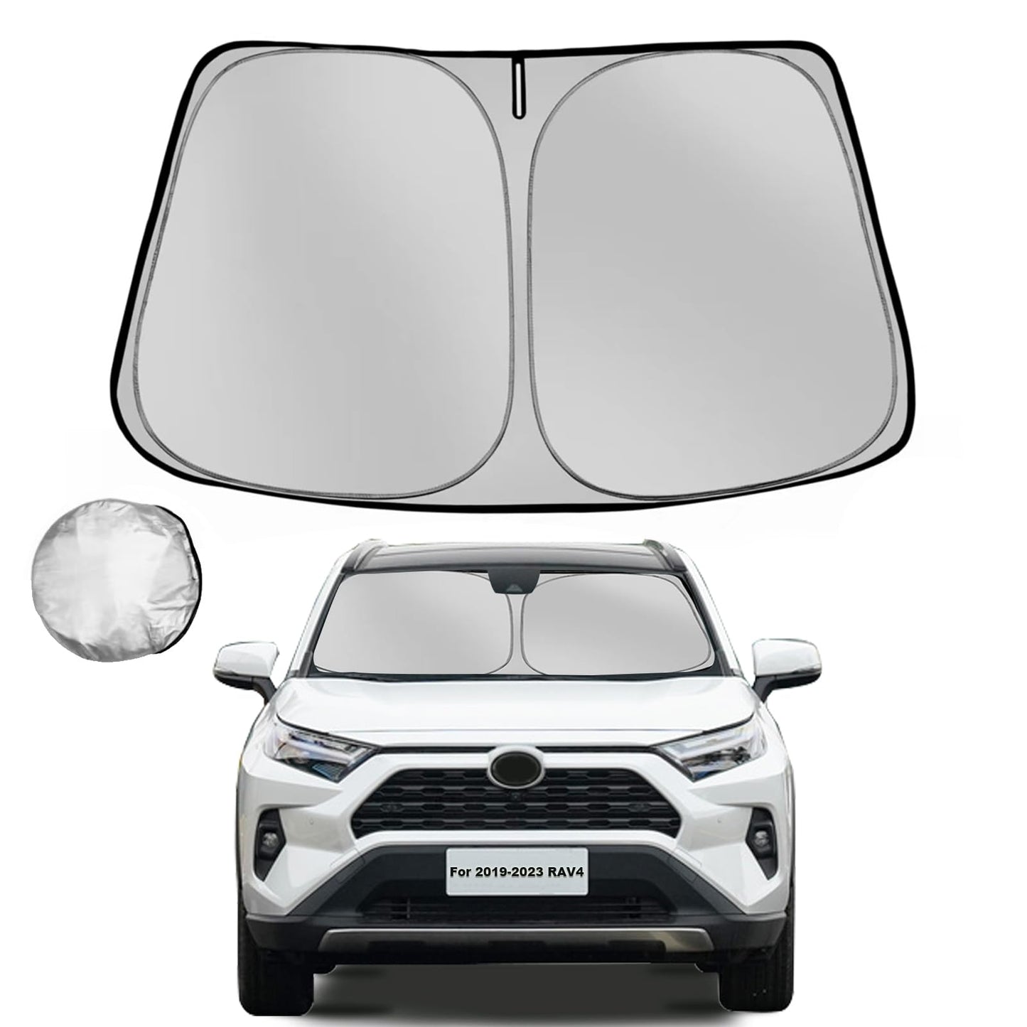 Fonowka Windshield Sun Shade for Toyota RAV4 2019-2025 RAV-4 SUV Foldable Sun Sunshade for Car Front Window Blocks UV Rays and Heat Automotive Interior Protector Custom Fit Accessories