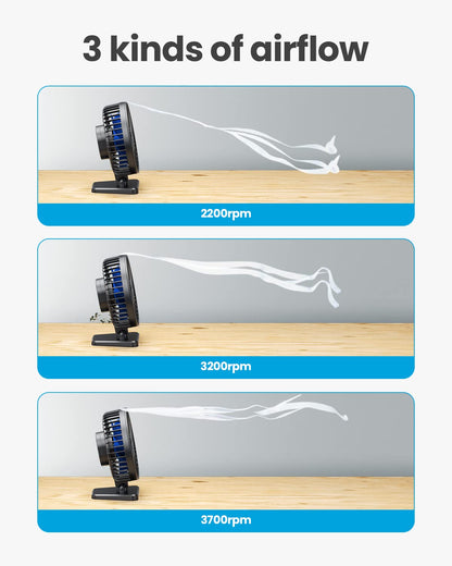 Gaiatop USB Desk Fan, Small But Powerful, Personal Portable Quiet 3 Speeds, Adjustable Mini Table Desktop fan for Cooling Home Office Car Summer Travel Gifts Blue