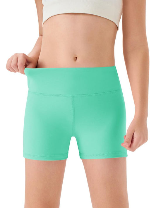 Haloumoning Girls Athletic Shorts Kids High Waisted Yoga Dance Biker Shorts Comfy Gymnastics Shorts 5-14Y Mint Green