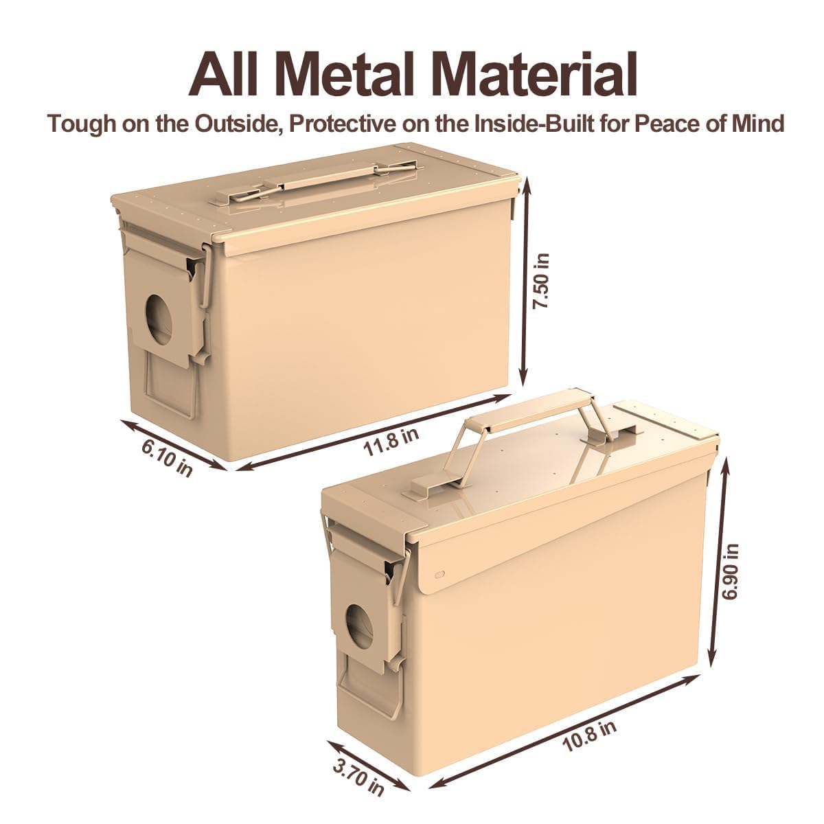 VAULITSAFE 30 & 50 Cal Ammo Can,Metal Ammo Box for Ammunition