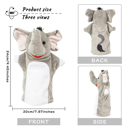 CreepyParty Hand Puppets, Wild Animal Head Puppet Toy Set for Kids Baby, Soft Plush ZOO Animal Puppet for Children Toddlers Boys Girls, Pack of 5