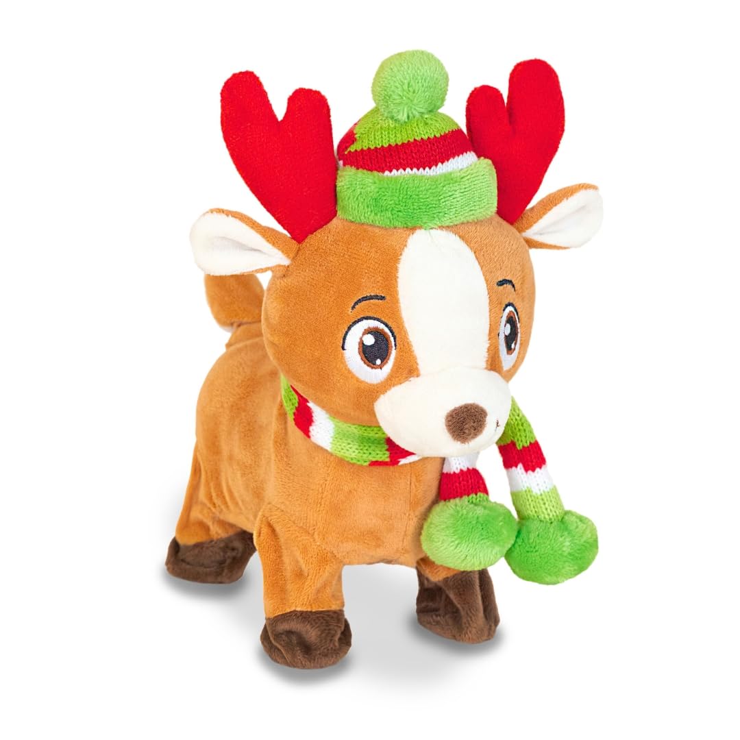 Cuddle Barn | Tooty Rudy - Farting Reindeer Toy | Christmas Plush Walks, Shakes Tail, Makes Fart Noises - Sings We Wish You a Smelly Christmas | White Elephant Gift for Adults, Teens, Kids - 10 Inches