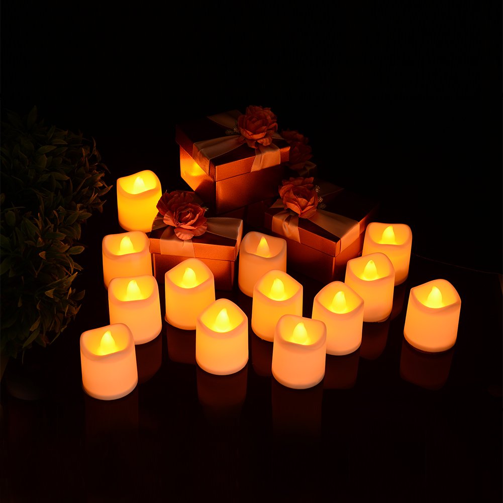 Litake LED Candles, Tea Lights 24 Flickering Flameless Candles Realistic Warm White Battery Powered Electric Fake Light for Weddings, Birthday, Festivals, Halloween, Home, Dinner, Party, Decoration