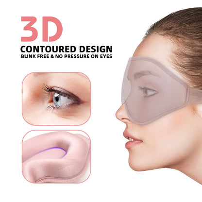 3D Contoured Sleep Mask for Women Men,Effective Light Blocking Eye Mask Sleeping Soft Night Blindfold with Adjustable Strap(Pink)