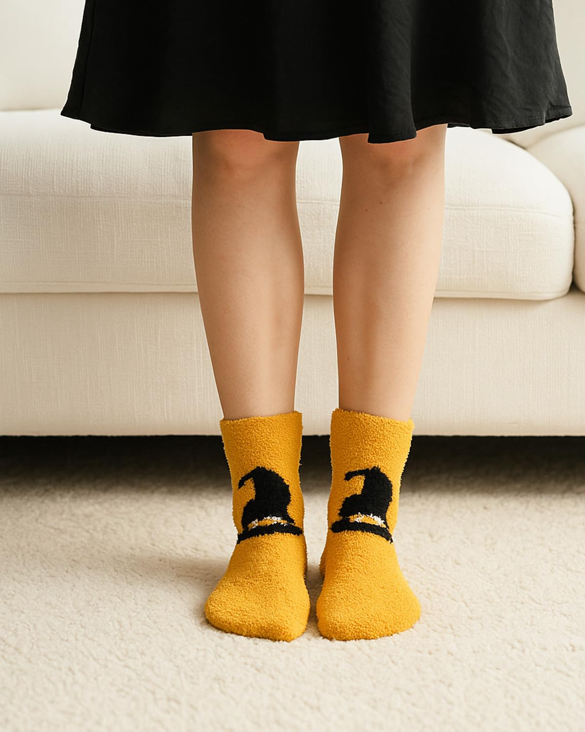 Century Star Plush Halloween Socks-Womens Anti Slip with Grip Soft Warm Cozy Socks 3 Pairs Halloween Pattern One Size