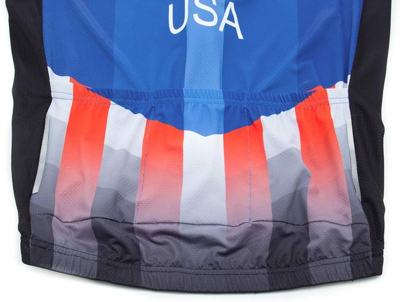 Men's Cycling Jersey - Short Sleeve American Flag Bike Shirt | Full Zip with Pockets
