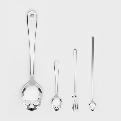 Suck UK Skull Teaspoon - Gothic Home Decor - Goth Gifts - Spooky Home Decor - Gothic Accessories - Sugar Spoon - Halloween Kitchen - Skull Kitchen - Spooky Coffee Slotted Spoon - Halloween Gifts