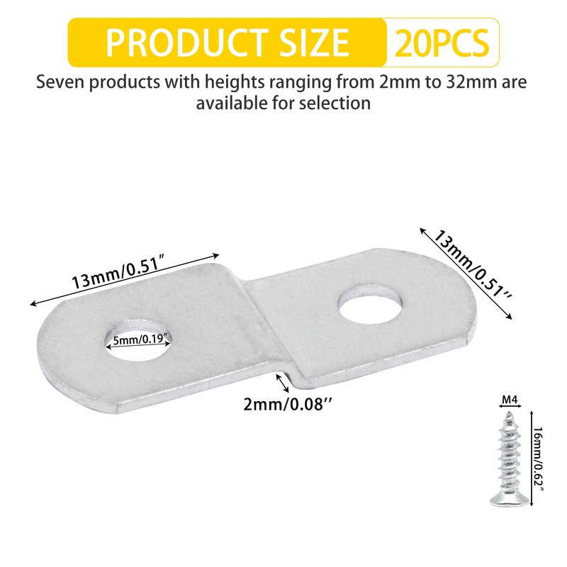 GDFYMI Offset Clips for Picture Framing, Z-Shape Canvas Mounting Clips with Mounting Hole, with Screws (20pcs, 2mm)