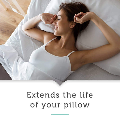 AllerEase Ultra Soft Advanced Allergy Protection Machine Washable Durable Zippered Travel Pillow Protector Size 14" x 20" Size Grey