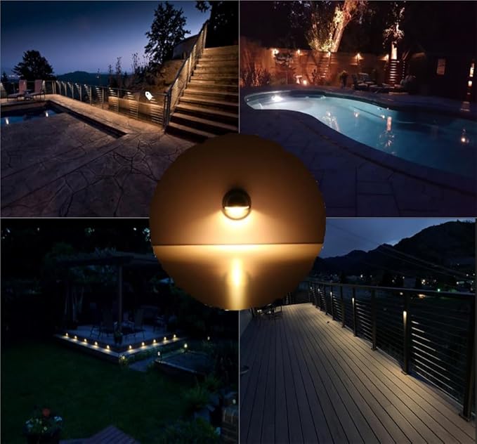 FVTLED Pack of 20 Warm White Low Voltage LED Deck Lights kit Φ1.38 Outdoor Garden Yard Decoration Lamp Recessed Landscape Pathway Step Stair Warm White LED Lighting, Black