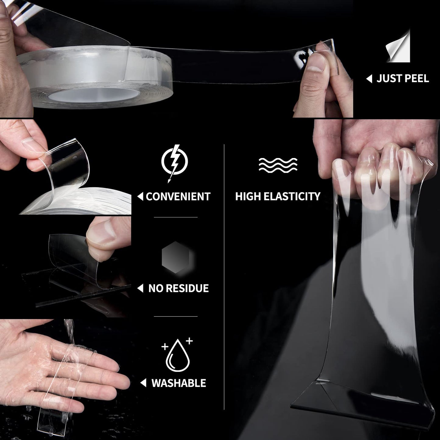 Art3d Double-Sided Mounting Tape (10FT), Multipurpose Removable Adhesive Foam Tape, Transparent, Household