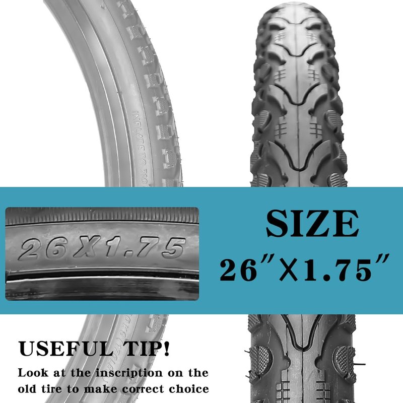 SIMEIQI Pair of 26"x1.75" Bike Tires with or Without Inner Tubes of 26“x1.75”/2.125“ Replacement Tire for Hybrid City Road Commuter Bicycles Urban