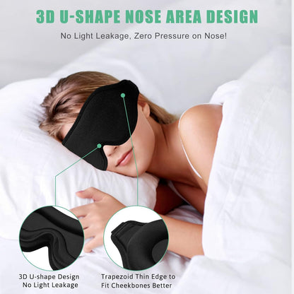 BeeVines 2 Pack 3D Contoured Sleep Mask Sleeping Eye Masks for Lash Extensions, Night Molded Mask with Adjustable Strap, 100% Block Light Eye Shade Cover for Traveling Yoga Nap